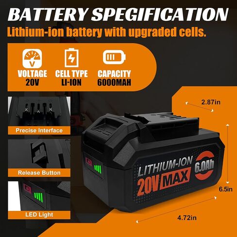 20V 6.0Ah Battery for Skil PWRCORE 20V Series Cordless Power Tools, Replacement for Skil Battery Model BY519601, BY519603, BY519702,etc【Not for Denali】 in Kuwait