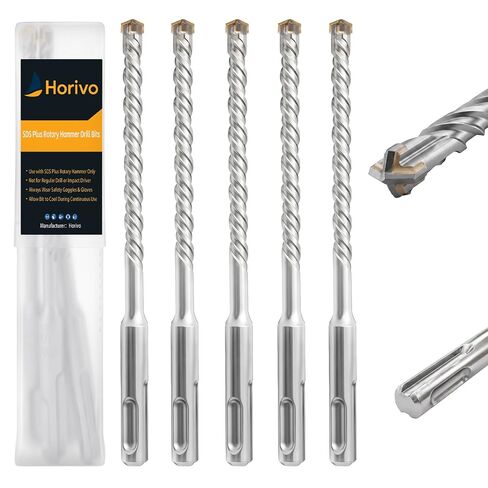5-Pack 3/8" x 6" SDS Plus Rotary Hammer Drill Bits, Carbide Cross Tip Concrete Drill Bit Set for Masonry, Brick, Stone, Heavy Duty Slotted Drive System Bits in Kuwait