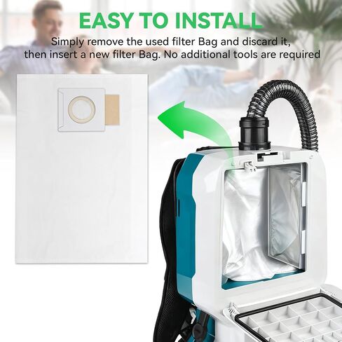 12 Pack 191C26-2 Filter Bags Compatible with Makita18V X2 LXT Backpack Vacuum Models XCV17 and XCV18, Powerful Filtration in Kuwait