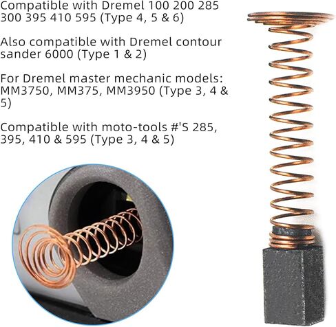 8-Pack 90930-05 Carbon Motor Brushes, Replacement Compatible with Type 4, 5, 6 Rotary Tools (for 100, 200, 285, 300, 395, 410, 595 Models) in Kuwait