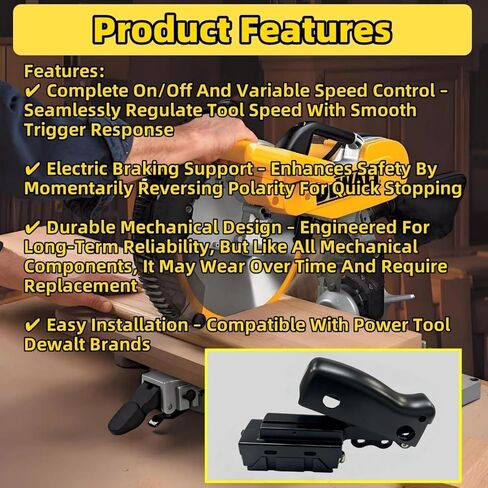 2 Pcs Miter Saw Trigger Power Switch Replacement Part Compatible with Dewalt DW712 DW715 DW716 DW717 DW718 DWS780 in Kuwait