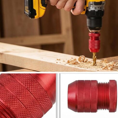 Drill Bit Depth Stop Set 5PCS–2 Adjustable Aluminum Stop Collars (Small & Large) + 2 Fixed Steel Drill Stop Rings + Hex Wrench, Dual-Mode Depth Control for Woodworking, Furniture, Metal & DIY in Kuwait
