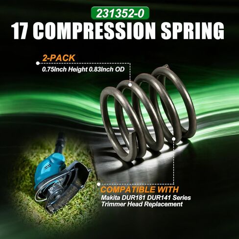 2-Pack 231352-0 17 Compression Springs Compatible with Makita Trimmers | 0.75Inch Height 0.83Inch OD, Springs Compatible with Makita DUR181 DUR141 Series Trimmer Head Replacement in Kuwait