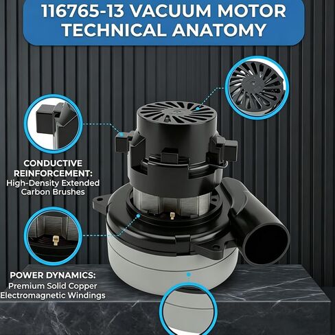 116765-13 Central Vacuum Motor 116765-00 3-Stage 5.7" 120V Shop Vac | Replacement for 116765-01 machinery Fits workshop filtration units and industrial wet dry vacuum systems in Kuwait