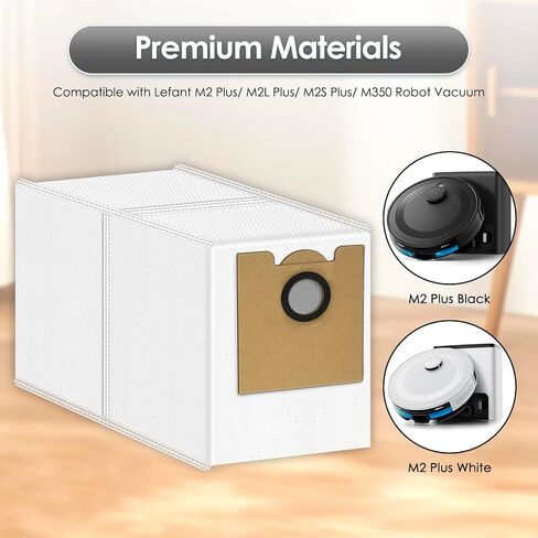 (12 Pack) M2 Plus Replacement Dust Bags Compatible with Lefant M2 Plus/ M2L Plus/ M2S Plus/ M350 Robot Vacuum Cleaner, Vacuum Bags, Canister Bag, Vacuum Replacement Dust Bags, Disposable Bags in Kuwait