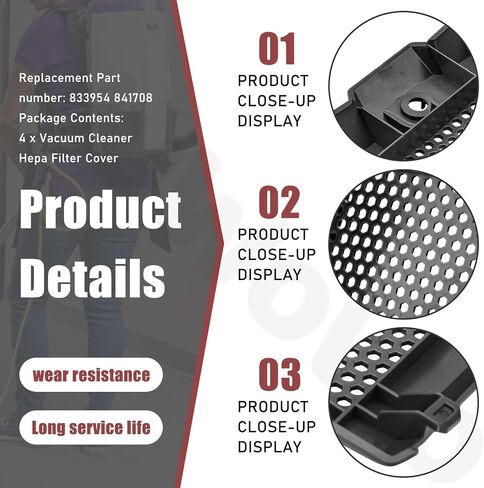 4 Pack 833954 841708 Vacuum Cleaner Hepa Filter Cover, Exhaust Filter Cover Door for ProTeam Backpack Vacuum 107303 107310, for Super Coach Pro 6, Super Coach Pro 10 in Kuwait
