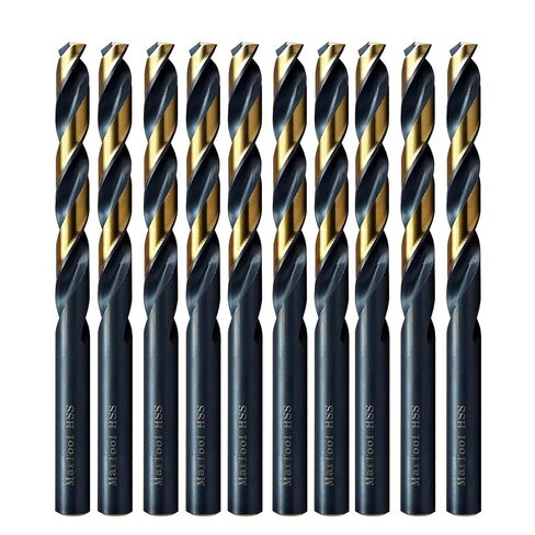 MAXTOOL 6.8mm 10PCs Identical Metric Jobber Length Drill Bits HSS M2 Twist Drill Bits Fully Ground Black & Bronze Straight Shank; JBM02H10R068E10 in Kuwait