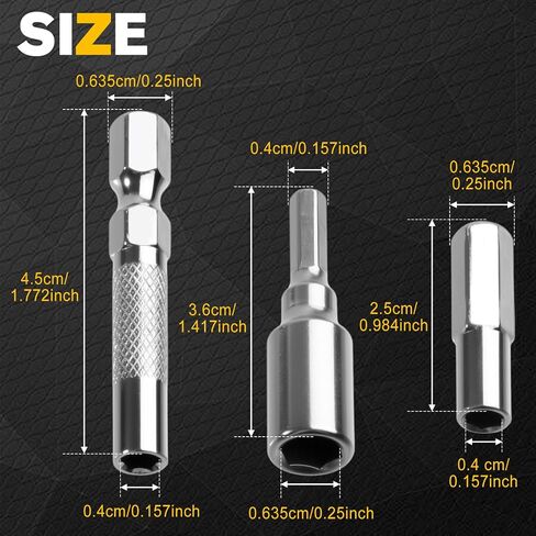 6Pack 1/4 to 4mm Bit Adapter Hex Screwdriver Bit Adapter Magnetic Come With Storage Box 4mm to 6.35mm Drill Extension Kit for Precision Micro Bit and Electronic Repair in Kuwait