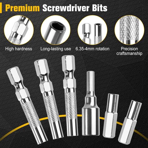 6Pack 1/4 to 4mm Bit Adapter Hex Screwdriver Bit Adapter Magnetic Come With Storage Box 4mm to 6.35mm Drill Extension Kit for Precision Micro Bit and Electronic Repair in Kuwait