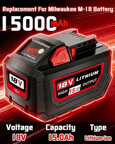 1Pack 15.0Ah M-18 Battery Replacement for Milwaukee 18V Battery High Output in Kuwait