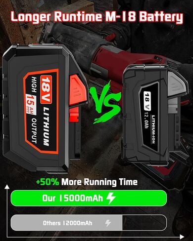 1Pack 15.0Ah M-18 Battery Replacement for Milwaukee 18V Battery High Output in Kuwait