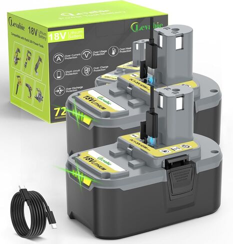 【USB-C Fast Charge】 18V4.0AH Replacement for Ryobi 18V Battery with USB-C Input/Output Port 65W, Compatible with Ryobi ONE+ Plus 18V Battery P108 P102 P103 P104 P105 P107 P109 in Kuwait