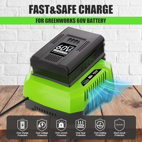 6A Rapid Charger Replacement for Greenworks Pro 60V Battery Charger Compatible with Greenworks Pro 60V Battery in Kuwait