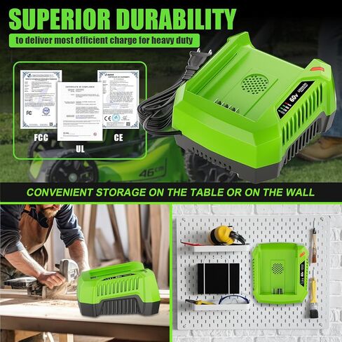 6A Rapid Charger Replacement for Greenworks Pro 60V Battery Charger Compatible with Greenworks Pro 60V Battery in Kuwait