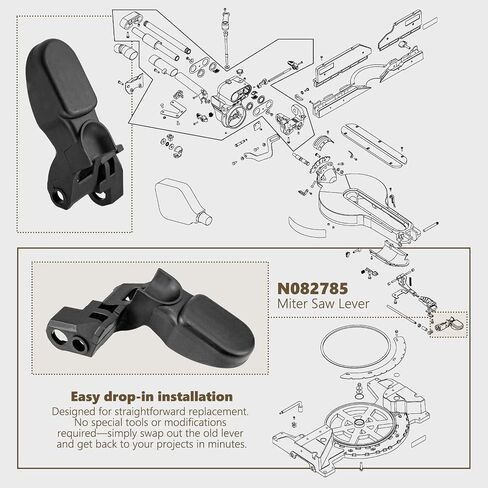 Miter Saw Lever Replacement for DeWalt N082785 – Compatible with DW718 DWS780 DWS782 DHS790AB DHS790T2 DWS779 DHS790 Fit Heavy-Duty Pivot Handle for DeWalt 12-Inch Dual-Bevel Miter Saws (1) in Kuwait