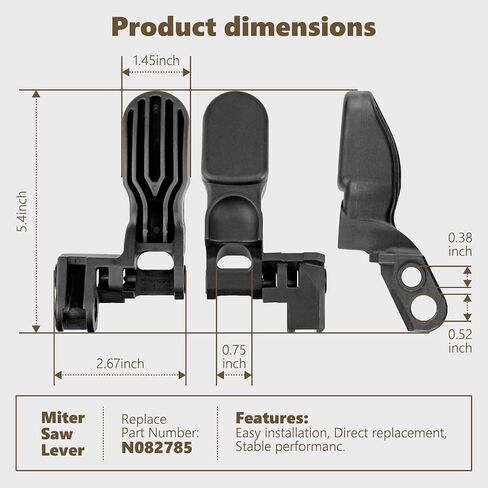 Miter Saw Lever Replacement for DeWalt N082785 – Compatible with DW718 DWS780 DWS782 DHS790AB DHS790T2 DWS779 DHS790 Fit Heavy-Duty Pivot Handle for DeWalt 12-Inch Dual-Bevel Miter Saws (1) in Kuwait