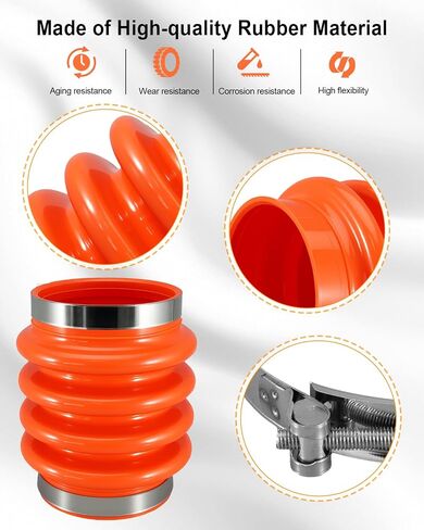 PWSLKO Bellows Boot with 2 Clamps Fit for Multiquip Mikasa MT70 MT75 MT85 MTX70 MTX80 MTX90 MT65H MT74F MT75F MT84F MT84FA MT85H MT70H, Rubber Boot Replace 354010010, Clamp Replace 4451611 in Kuwait