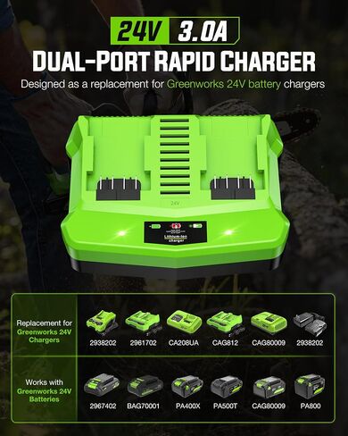 Replacement for Greenworks 24V Battery Charger, Dual Port 3.0A Rapid Charge for Greenworks 24V Battery in Kuwait