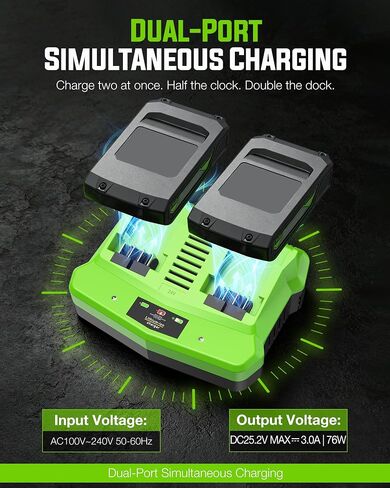 Replacement for Greenworks 24V Battery Charger, Dual Port 3.0A Rapid Charge for Greenworks 24V Battery in Kuwait