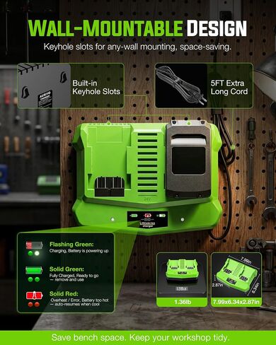 Replacement for Greenworks 24V Battery Charger, Dual Port 3.0A Rapid Charge for Greenworks 24V Battery in Kuwait