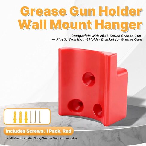 Grease Gun Holder Wall Mount Hanger Compatible with 2646 Series Grease Gun — Plastic Wall Mount Holder Bracket for Grease Gum, Includes Screws, 1 Pack, Red in Kuwait