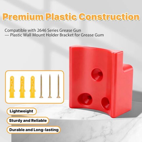 Grease Gun Holder Wall Mount Hanger Compatible with 2646 Series Grease Gun — Plastic Wall Mount Holder Bracket for Grease Gum, Includes Screws, 1 Pack, Red in Kuwait