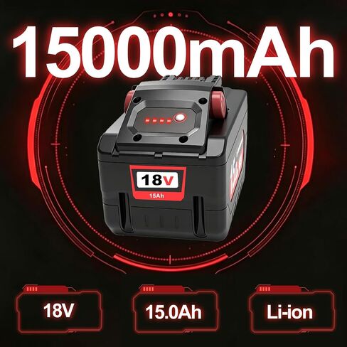 Worthmah Upgrade 15.0Ah High Output Lithium ion Battery Replacement for Milwaukee M18 Battery Compatible with Milwaukee 18V Battery 48-11-1880, 48-11-1815, 48-11-1820,48-11-1850 Tools (2 Pack) in Saudi Arabia