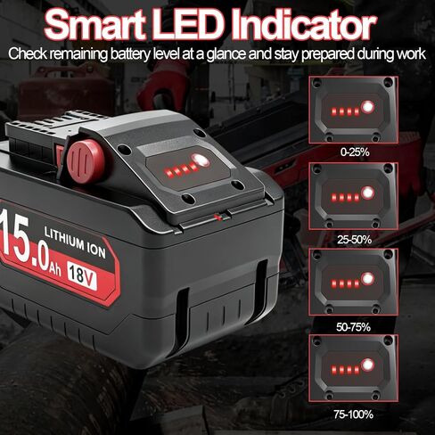 Worthmah Upgrade 15.0Ah High Output Lithium ion Battery Replacement for Milwaukee M18 Battery Compatible with Milwaukee 18V Battery 48-11-1880, 48-11-1815, 48-11-1820,48-11-1850 Tools (2 Pack) in Saudi Arabia