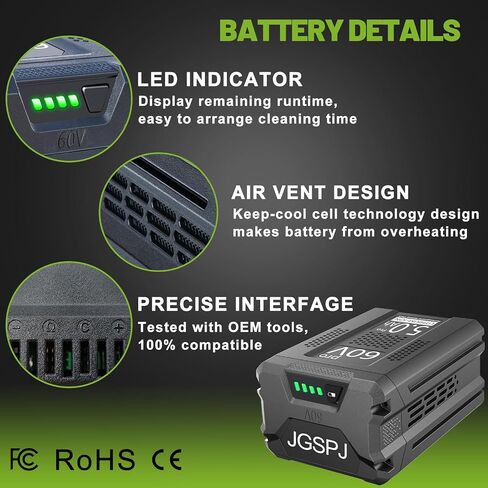 5.0Ah Batteries Replacement for Greenworks pro 60V Battery LB60A00 LB60A01 LB60A02 LB60A03,Compatible with Greenworks 60V Cordless Power Tool in Kuwait
