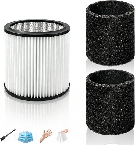08-2566B Cartridge & 2 Foam Sleeves for Stanley 5-18 Gal Wet/Dry Vacuum | 2 Foam Include, Durable Washable Filter Material, Precise Standard Dimension, Wet and Dry Dual-use Compatibility in Kuwait