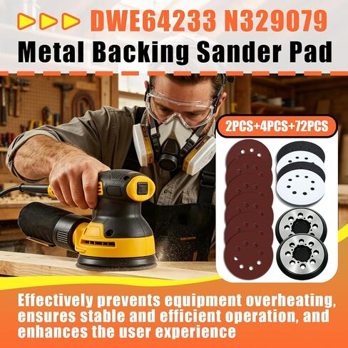 2 Pcs DWE64233 N329079 Metal-Backing Sander Pad Kit Compatible with DeWalt | Fit for 5''8 Hole DWE6423/DWE6421/DCW210B, Includes 4 Foam Pads&72 Sanding Discs, 80/120/180/240/320/400 grit in Kuwait