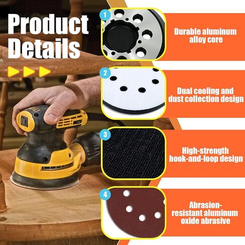 2 Pcs DWE64233 N329079 Metal-Backing Sander Pad Kit Compatible with DeWalt | Fit for 5''8 Hole DWE6423/DWE6421/DCW210B, Includes 4 Foam Pads&72 Sanding Discs, 80/120/180/240/320/400 grit in Kuwait