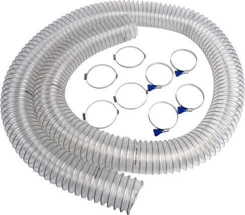 12 Ft. Urethane Dust Collection Vacuum Hose with 4" Diameter and Hose Clamp Set in Kuwait
