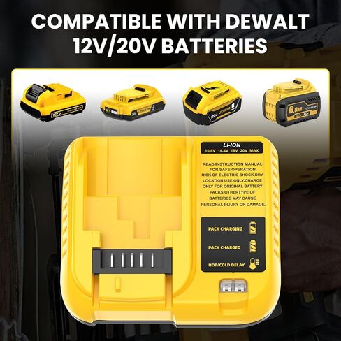 1 Pack Replacement for Dewalt 12V/20V Max Battery Charger DCB107 (Yellow) | Compatible with Dewalt 12/20 Volt Batteries DCB120 DCB127 DCB208 DCB207 DCB206 DCB204 DCB203 DCB201 DCB200 in Kuwait