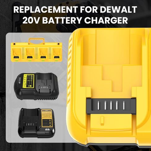 1 Pack Replacement for Dewalt 12V/20V Max Battery Charger DCB107 (Yellow) | Compatible with Dewalt 12/20 Volt Batteries DCB120 DCB127 DCB208 DCB207 DCB206 DCB204 DCB203 DCB201 DCB200 in Kuwait