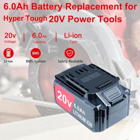 DTK Battery Replacement for Hyper Tough 20V 6000mAh Cordless Power Tool 1 Pack in Kuwait