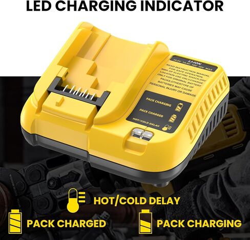 1 Pack Replacement for Dewalt 12V/20V Max Battery Charger DCB107 (Yellow) | Compatible with Dewalt 12/20 Volt Batteries DCB120 DCB127 DCB208 DCB207 DCB206 DCB204 DCB203 DCB201 DCB200 in Kuwait