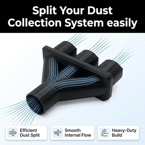 3/2 Way Splitter with Independent Blast Gates Compatible with Ridgid Shop Vac - 2 1/4 Inch Dust Collection Hose Adapter - Heavy-Duty Engineering Polymer Port for Bolt or Glue Mount, 3-Way in Kuwait