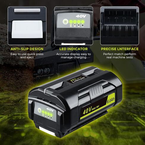VANON 6000mAh High Capacity 40V Lithium Battery 2-Pack Replacement for Ryobi 40V Battery - Compatible with OP4040 OP40601 OP40261 OP40401 OP40501 Lawn Mower Leaf Blower | Long Runtime & Fast Charging in Kuwait
