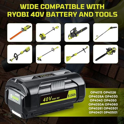 VANON 6000mAh High Capacity 40V Lithium Battery 2-Pack Replacement for Ryobi 40V Battery - Compatible with OP4040 OP40601 OP40261 OP40401 OP40501 Lawn Mower Leaf Blower | Long Runtime & Fast Charging in Kuwait