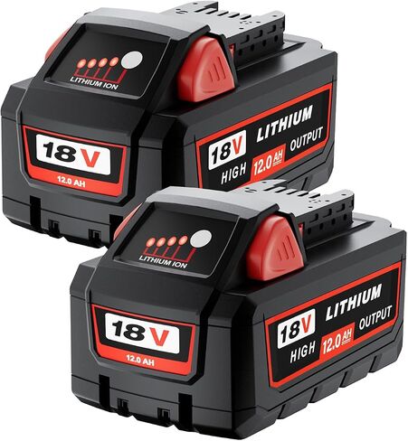 2Pack 18V 12000mAh Lithium Ion Replacement for Milwaukee M-18 Battery Compatible with Milwaukee Battery 12.0Ah and 18 Volts Cordless Power Tools in Kuwait