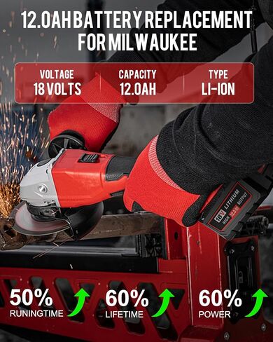 2Pack 18V 12000mAh Lithium Ion Replacement for Milwaukee M-18 Battery Compatible with Milwaukee Battery 12.0Ah and 18 Volts Cordless Power Tools in Kuwait