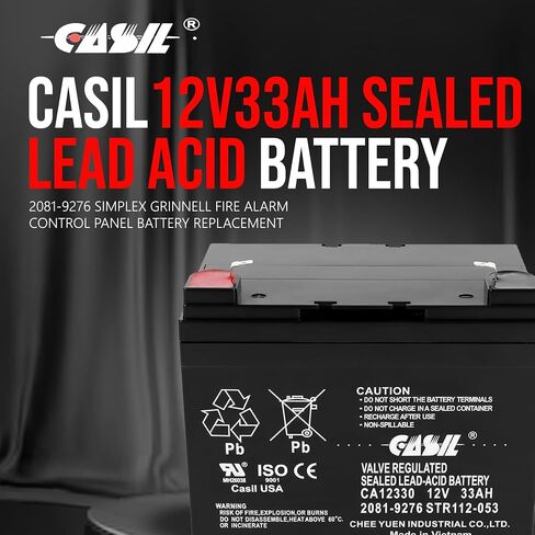 Casil 2081-9276 Fire Panel Battery 12V 33Ah – 2 Pack SLA Replacement for Simplex in Kuwait