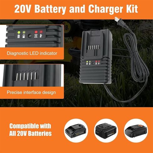 3.6Ah WA3525 Battery Replacement for Worx Battery 20V(Black) | Compatible with Worx 20V Battery WA3520 WA3575 WG151s WG155s WG251s WG255s WG545s WG891 Leaf Blower Tools in Kuwait