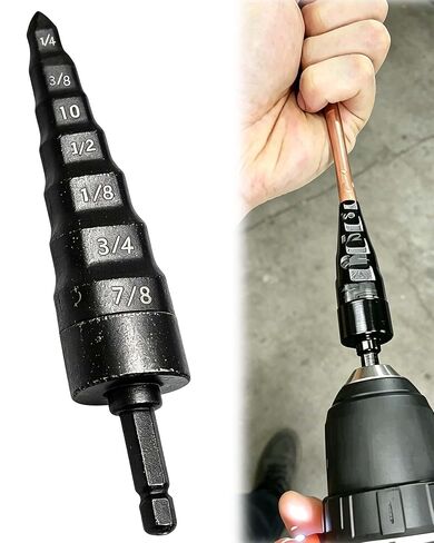 7‑in‑1 Copper Pipe Swaging and Flaring Tool,HVAC Tube Expander Bit | with 1/4 Hex Shank, Alloy Steel Electric Drill Driven Tube Swager with 1/4, 3/8, 10, 1/2, 5/8, 3/4, 7/8 Bits in Kuwait