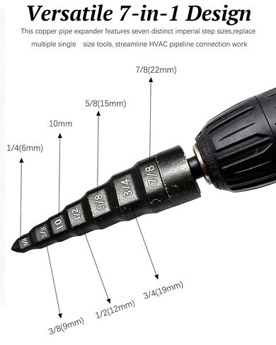 7‑in‑1 Copper Pipe Swaging and Flaring Tool,HVAC Tube Expander Bit | with 1/4 Hex Shank, Alloy Steel Electric Drill Driven Tube Swager with 1/4, 3/8, 10, 1/2, 5/8, 3/4, 7/8 Bits in Kuwait