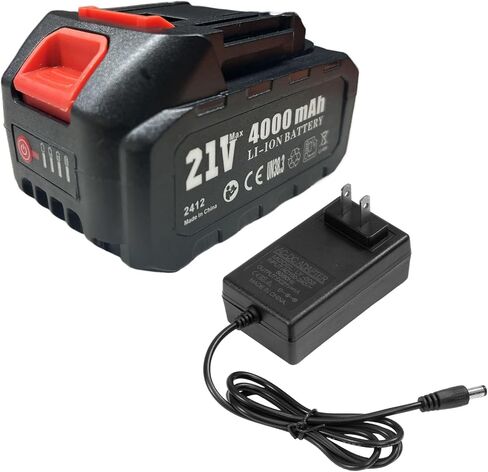 Mini Chainsaw Battery, 21V 4000mAh Lithium Battery with Charger Adapter | Recharge Battery with Electric Quantity Display, Repalce for Most Electric Chainsaw, Suitable for Same Interface Tools in Kuwait