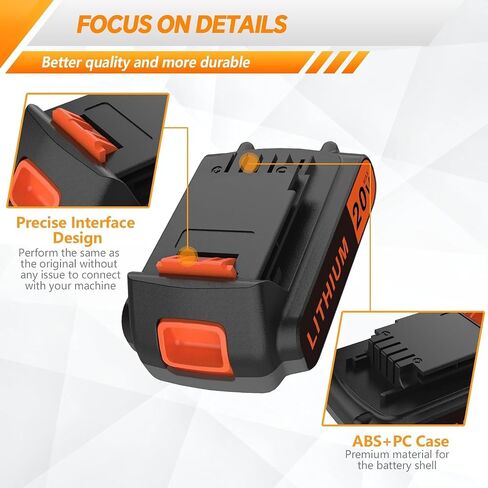 20 Volt MAX 2.0AH Battery Replacement for Black and Decker 20V Lithium-Ion Battery，Compatible with All Power 20V Black and Decker Power+ Tools in Kuwait