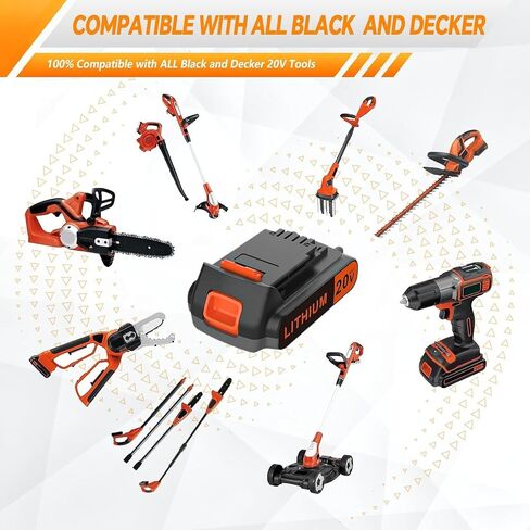 20 Volt MAX 2.0AH Battery Replacement for Black and Decker 20V Lithium-Ion Battery，Compatible with All Power 20V Black and Decker Power+ Tools in Kuwait