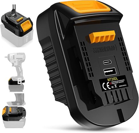 Battery Adapter for Makita to Dewalt Tools,Converter for Dewalt Tools Compatible with Makita Battery,with USB C& USB A Fast Charging Port (ONLY Adapter) in Kuwait